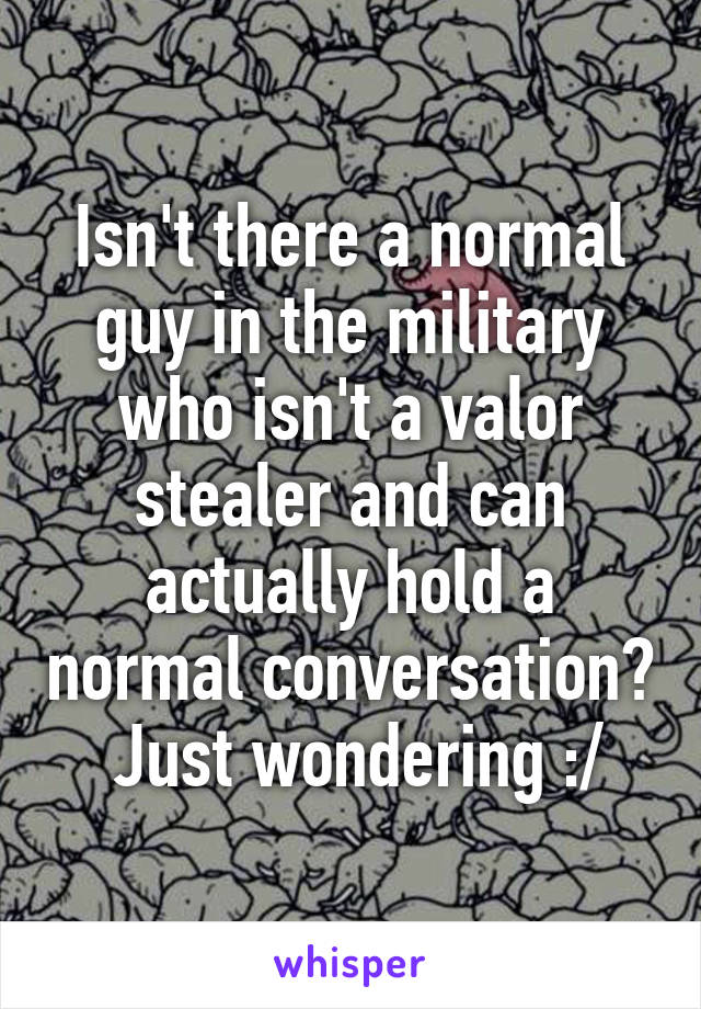 Isn't there a normal guy in the military who isn't a valor stealer and can actually hold a normal conversation?  Just wondering :/