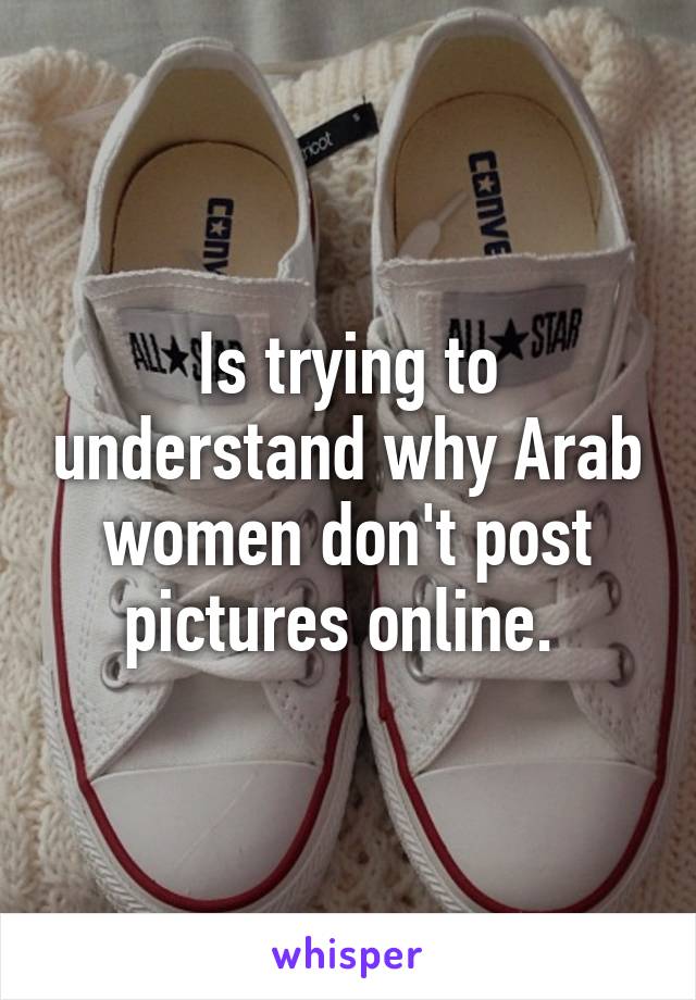 Is trying to understand why Arab women don't post pictures online. 