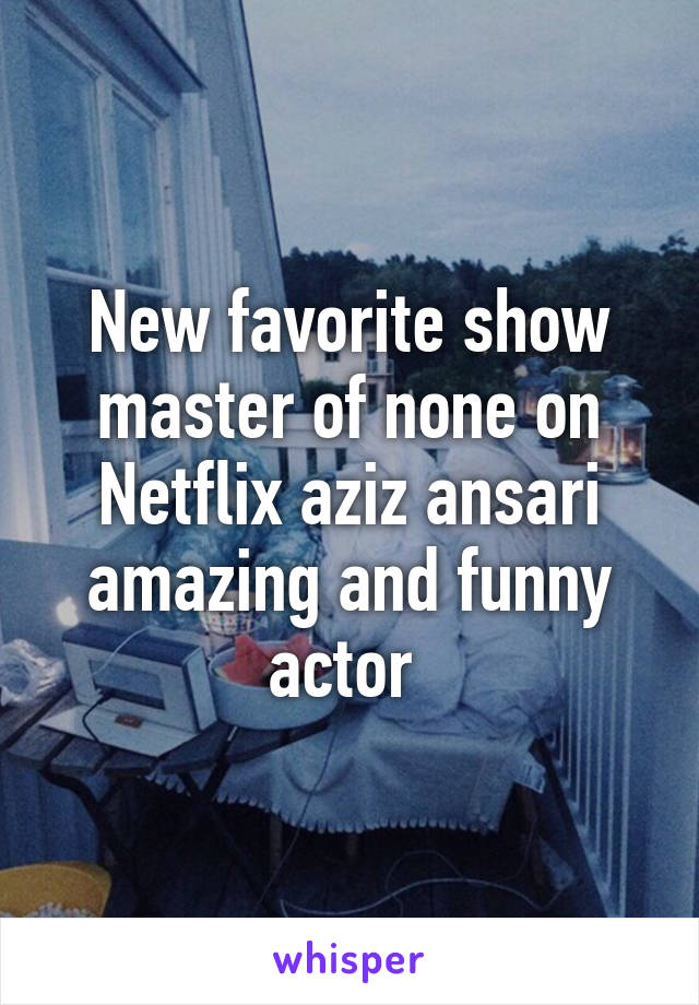 New favorite show master of none on Netflix aziz ansari amazing and funny actor 