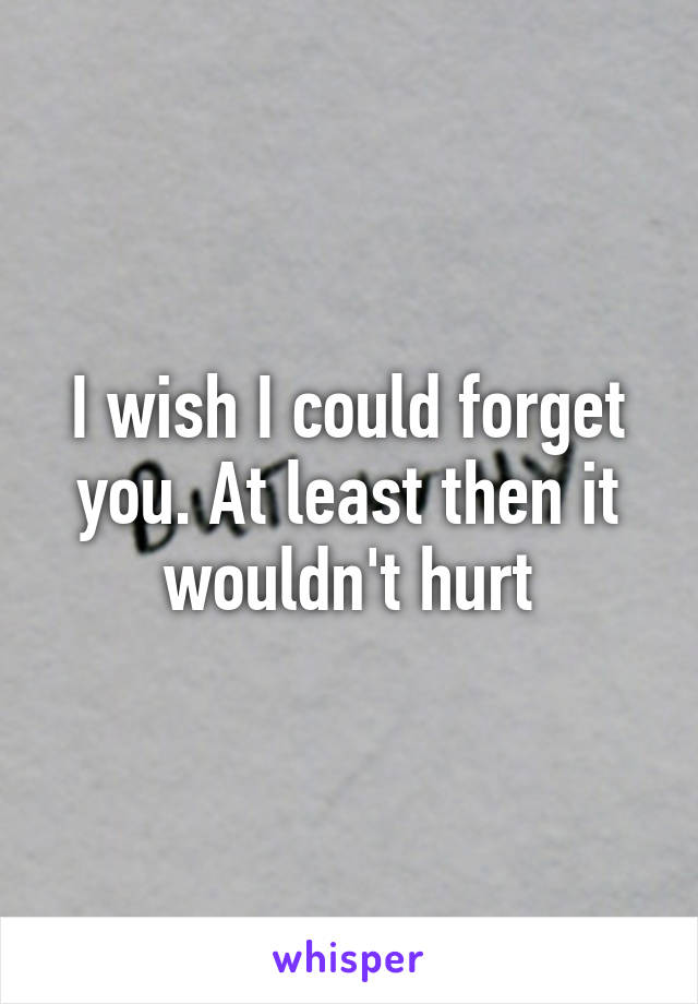 I wish I could forget you. At least then it wouldn't hurt