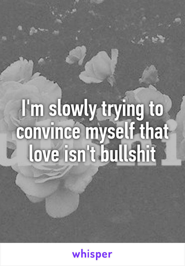 I'm slowly trying to convince myself that love isn't bullshit