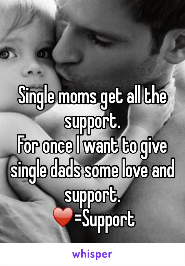 Single moms get all the support. 
For once I want to give single dads some love and support. 
♥️=Support