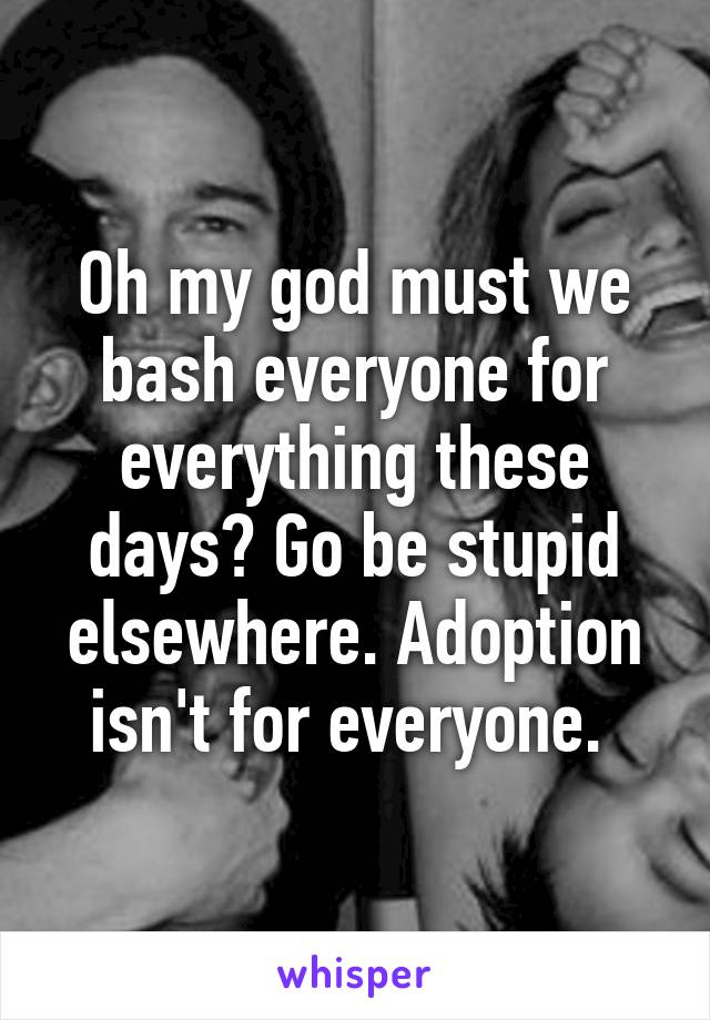 Oh my god must we bash everyone for everything these days? Go be stupid elsewhere. Adoption isn't for everyone. 