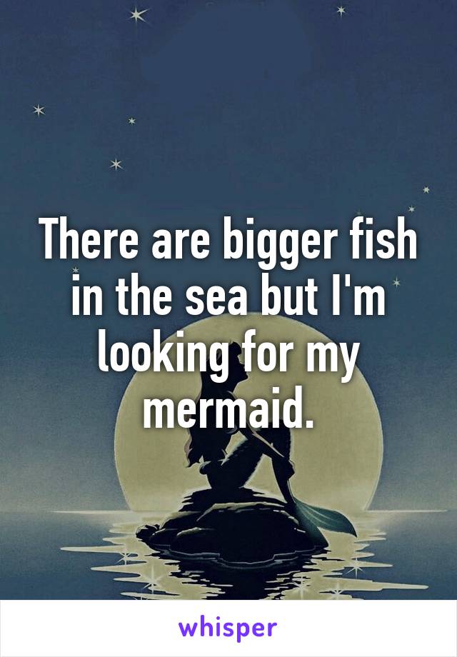 There are bigger fish in the sea but I'm looking for my mermaid.