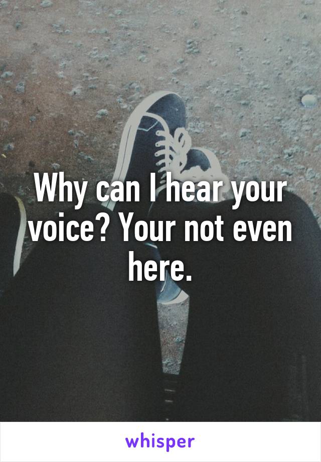 Why can I hear your voice? Your not even here.