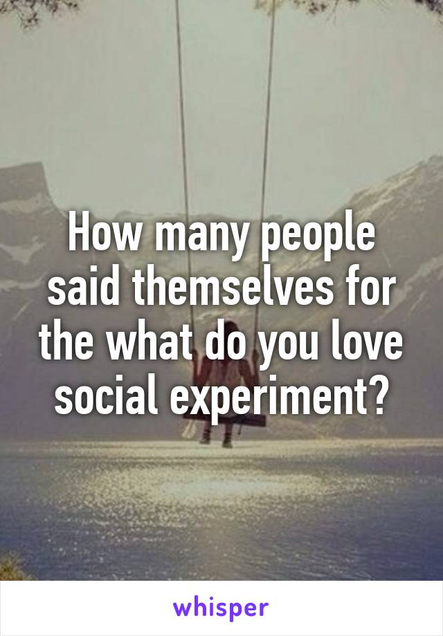 How many people said themselves for the what do you love social experiment?