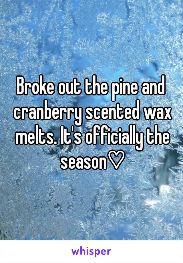 Broke out the pine and cranberry scented wax melts. It's officially the season♡