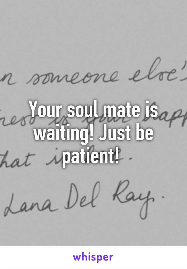 Your soul mate is waiting! Just be patient! 