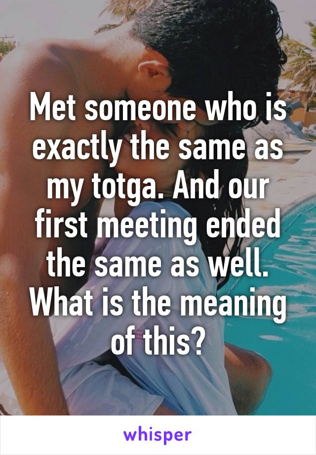 Met someone who is exactly the same as my totga. And our first meeting ended the same as well. What is the meaning of this?