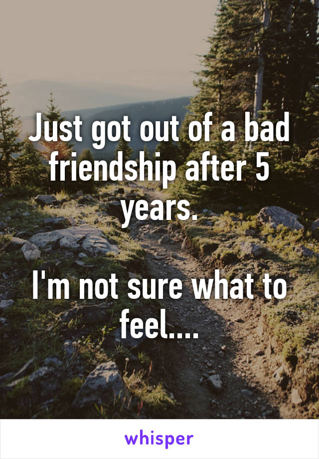 Just got out of a bad friendship after 5 years.

I'm not sure what to feel....