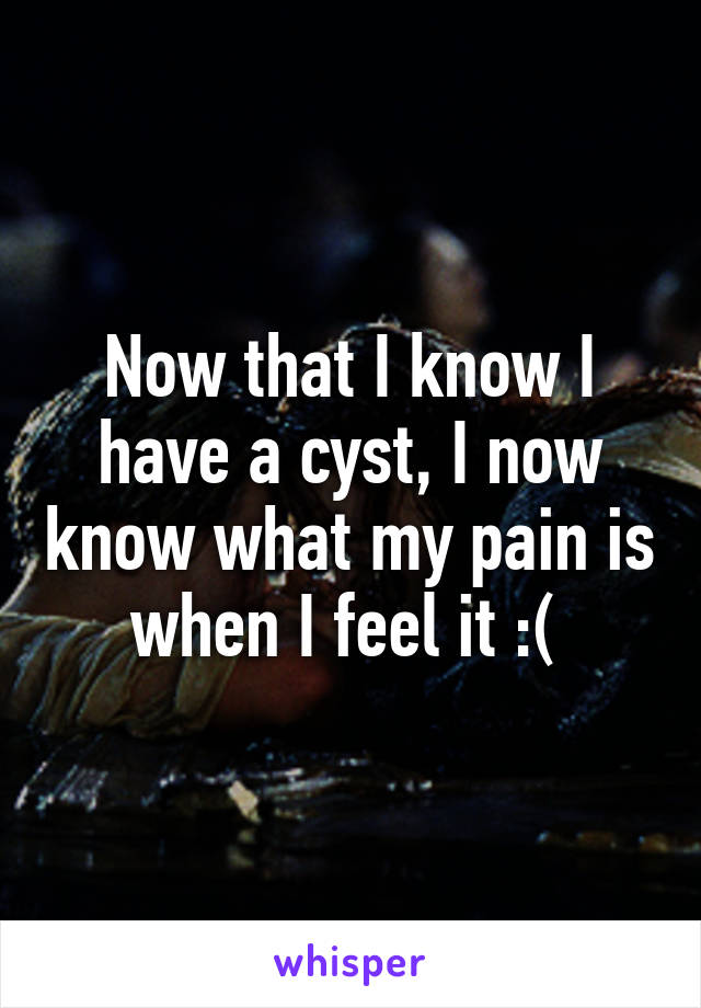 Now that I know I have a cyst, I now know what my pain is when I feel it :( 