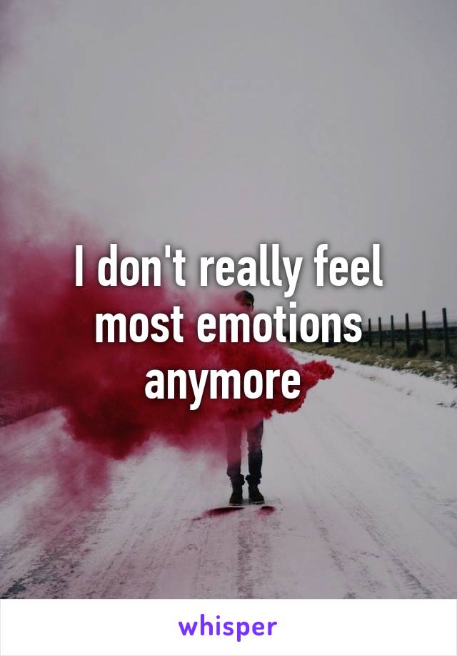 I don't really feel most emotions anymore 