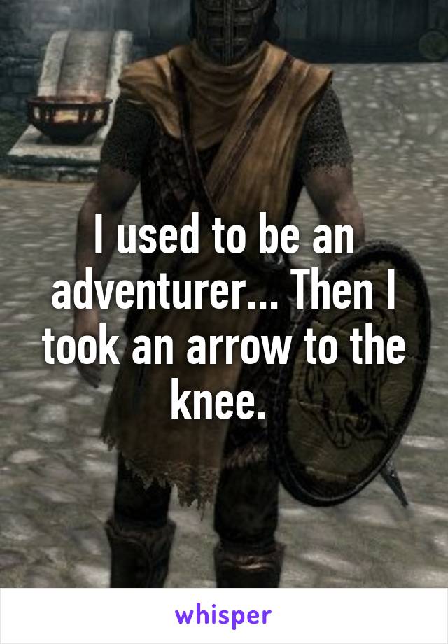 I used to be an adventurer... Then I took an arrow to the knee. 