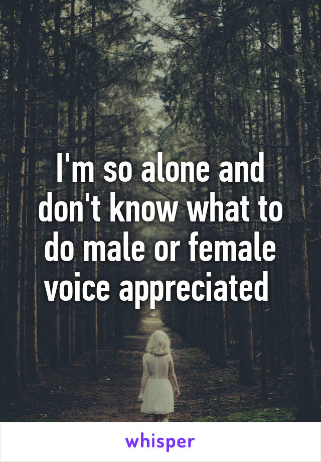 I'm so alone and don't know what to do male or female voice appreciated 