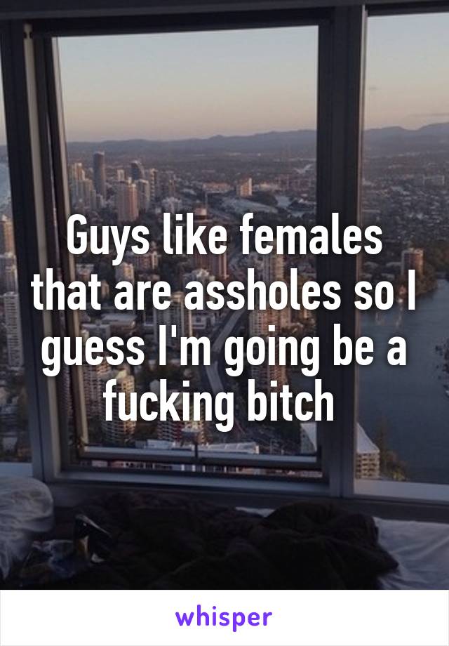 Guys like females that are assholes so I guess I'm going be a fucking bitch 