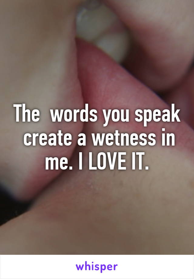 The  words you speak  create a wetness in me. I LOVE IT.