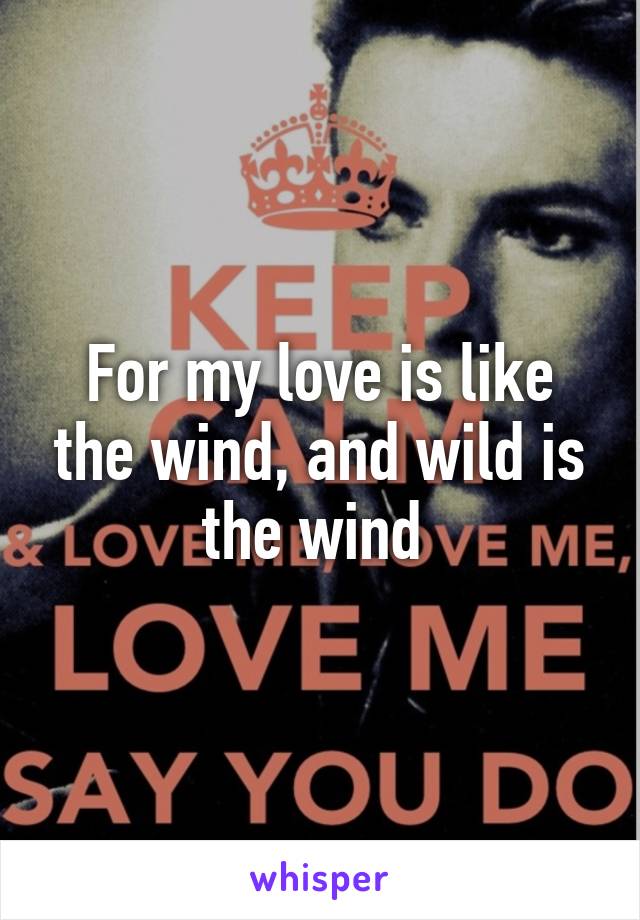 For my love is like the wind, and wild is the wind 