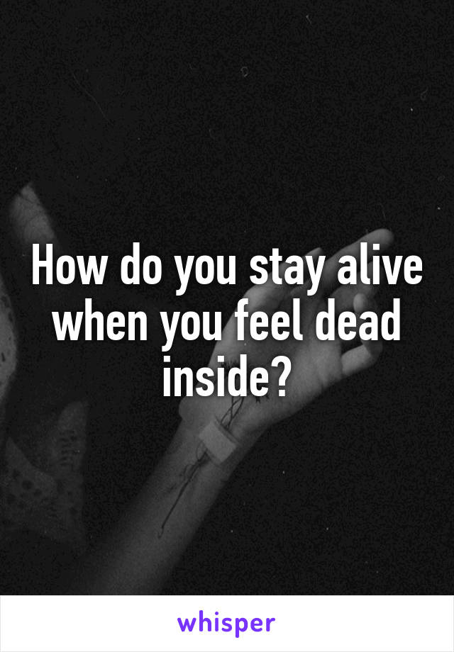 How do you stay alive when you feel dead inside?