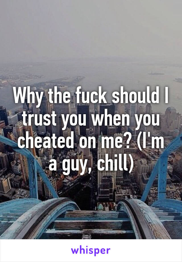 Why the fuck should I trust you when you cheated on me? (I'm a guy, chill)