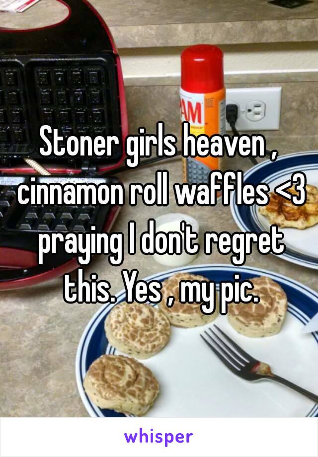 Stoner girls heaven , cinnamon roll waffles <3 praying I don't regret this. Yes , my pic.