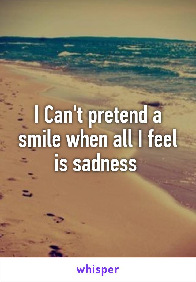 I Can't pretend a smile when all I feel is sadness 