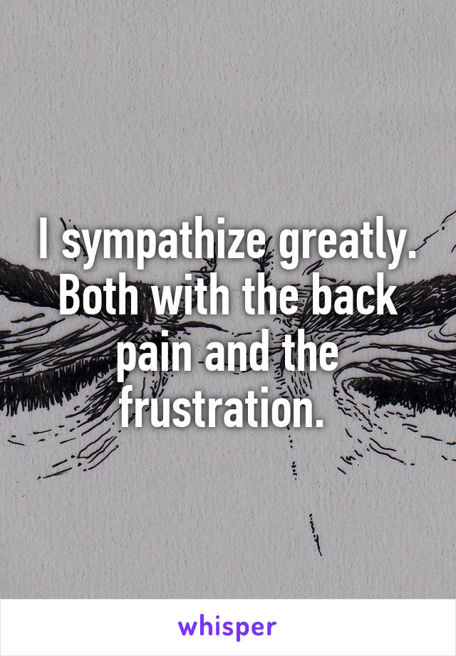 I sympathize greatly. Both with the back pain and the frustration. 