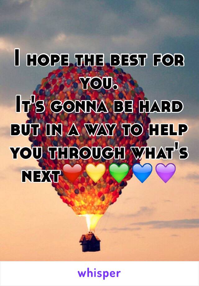 I hope the best for you.
It's gonna be hard but in a way to help you through what's next❤️💛💚💙💜