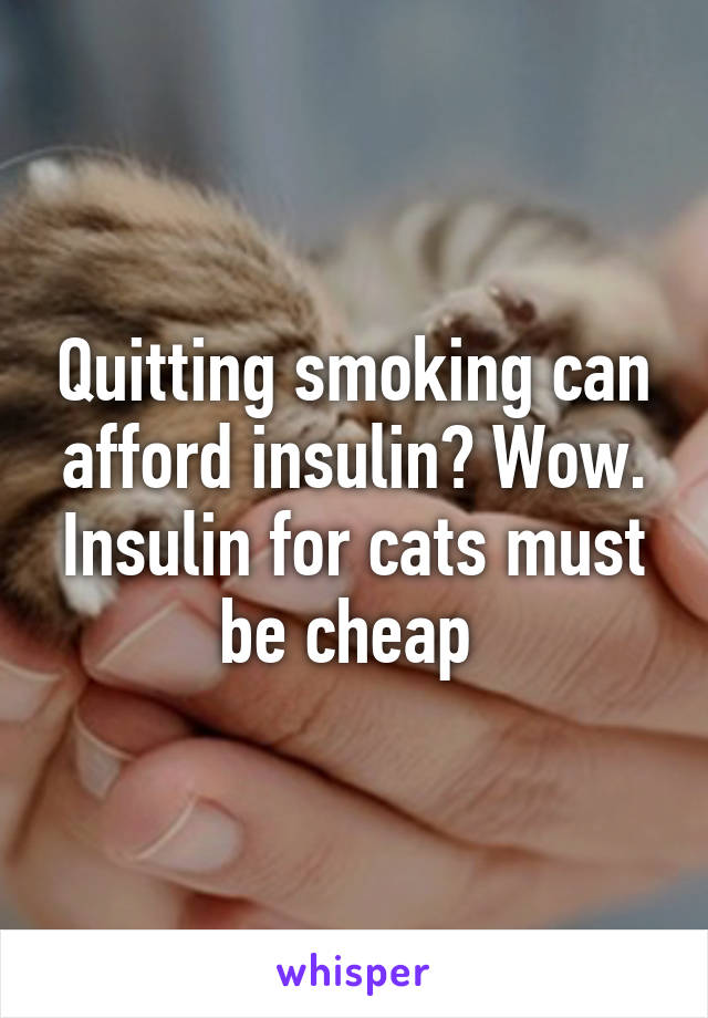 Quitting smoking can afford insulin? Wow. Insulin for cats must be cheap 