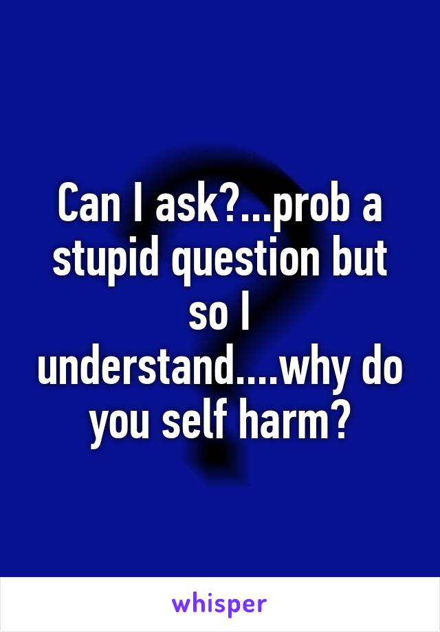 Can I ask?...prob a stupid question but so I understand....why do you self harm?