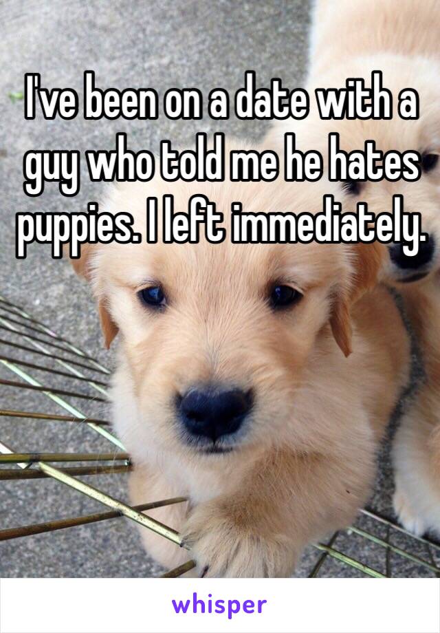 I've been on a date with a guy who told me he hates puppies. I left immediately.