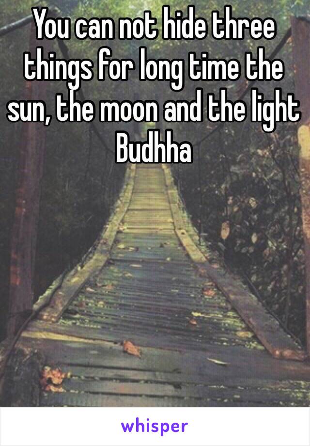You can not hide three things for long time the sun, the moon and the light
Budhha