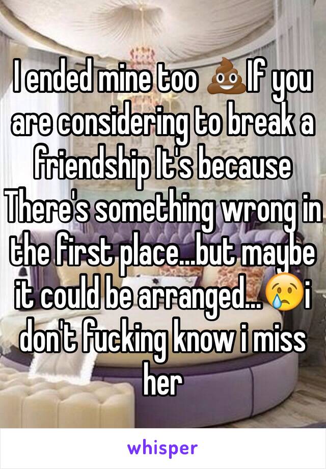 I ended mine too 💩If you are considering to break a friendship It's because There's something wrong in the first place...but maybe it could be arranged...😢i don't fucking know i miss her