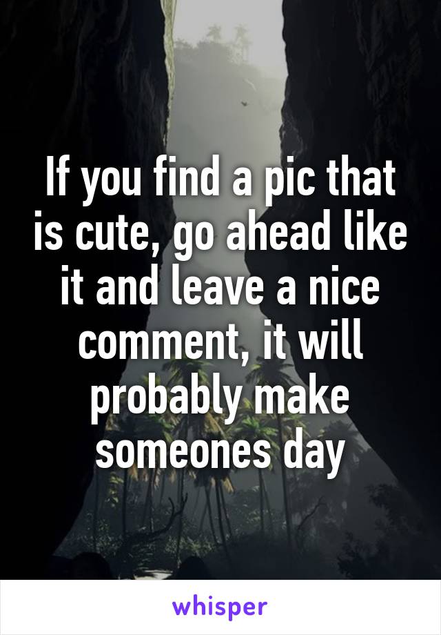 If you find a pic that is cute, go ahead like it and leave a nice comment, it will probably make someones day