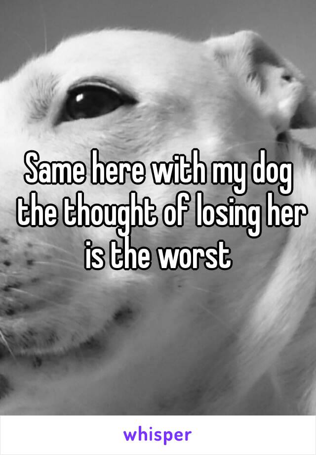 Same here with my dog the thought of losing her is the worst 