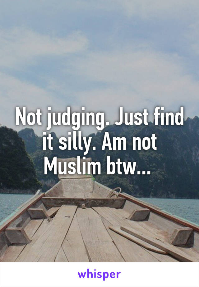 Not judging. Just find it silly. Am not Muslim btw... 