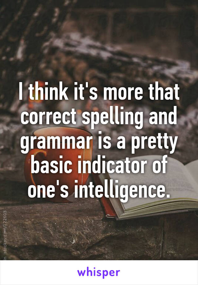 I think it's more that correct spelling and grammar is a pretty basic indicator of one's intelligence.