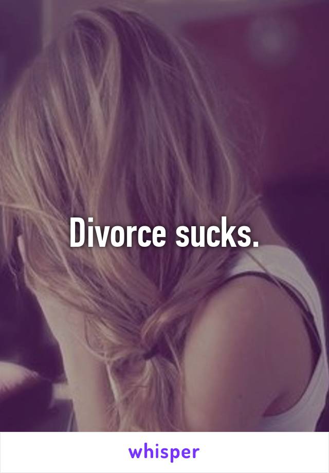 Divorce sucks.