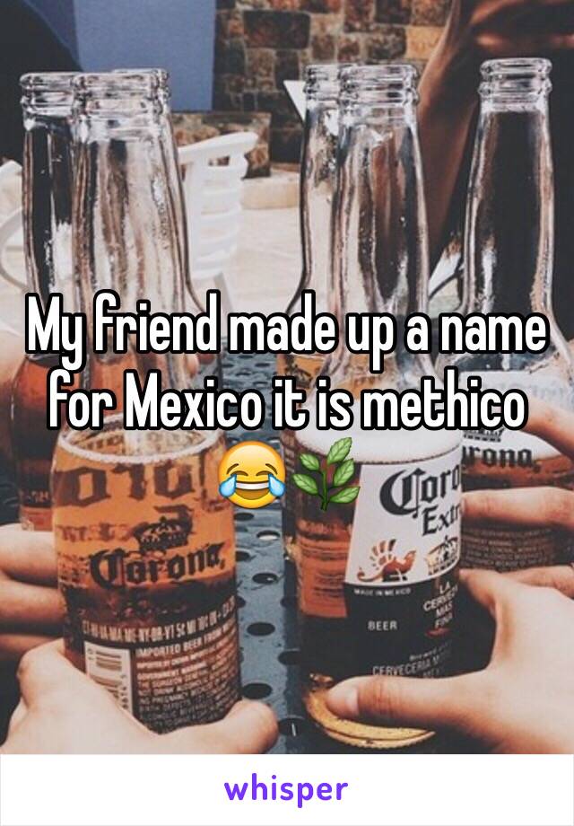 My friend made up a name for Mexico it is methico 😂🌿