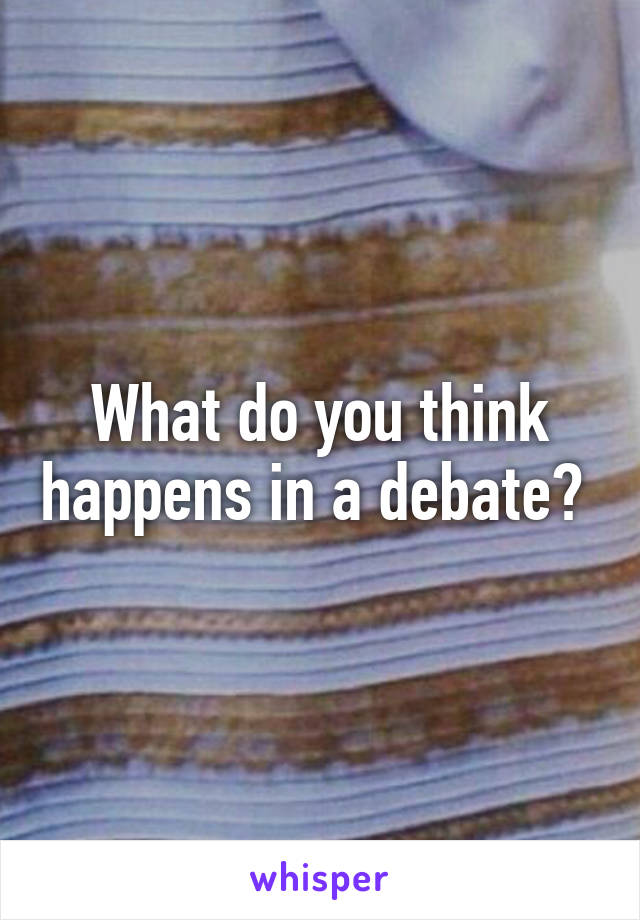 What do you think happens in a debate? 