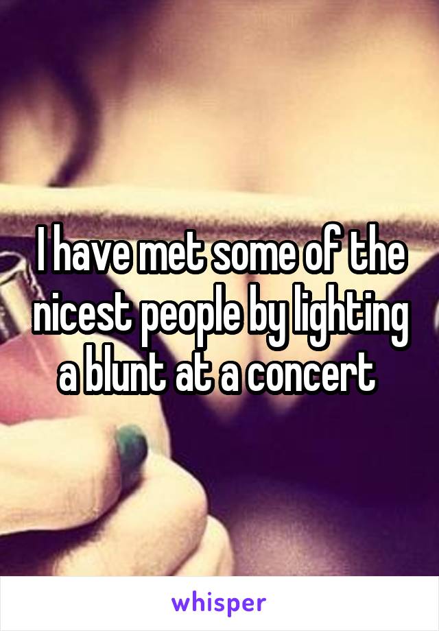 I have met some of the nicest people by lighting a blunt at a concert 