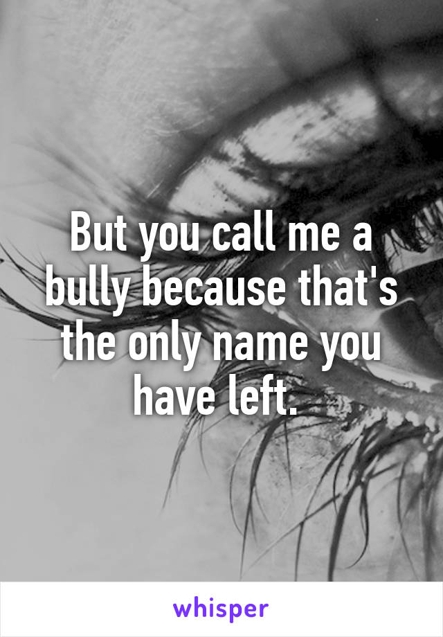 But you call me a bully because that's the only name you have left. 