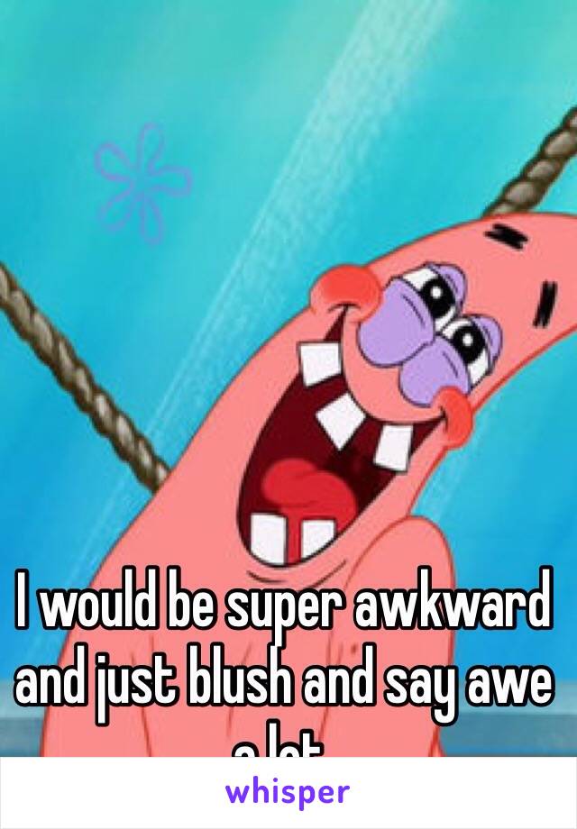 I would be super awkward and just blush and say awe a lot. 