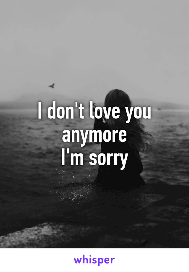 I don't love you anymore
I'm sorry