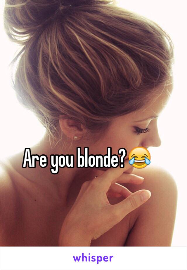 Are you blonde?😂