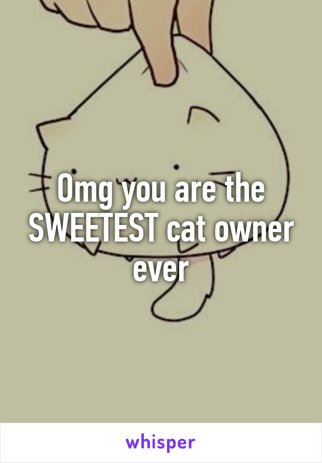 Omg you are the SWEETEST cat owner ever