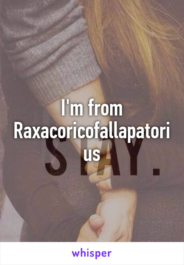 I'm from
Raxacoricofallapatorius