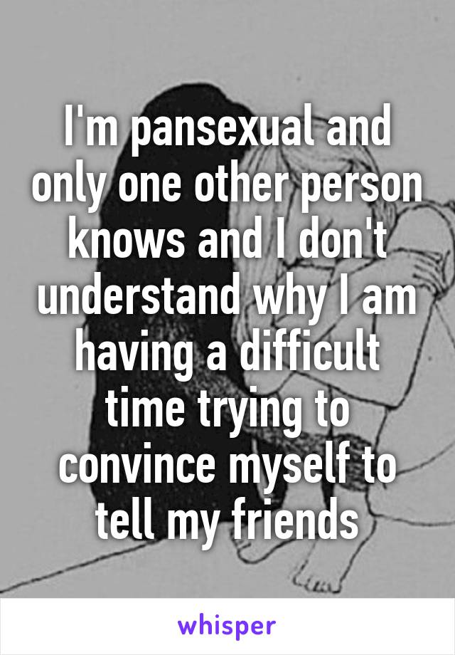 I'm pansexual and only one other person knows and I don't understand why I am having a difficult time trying to convince myself to tell my friends