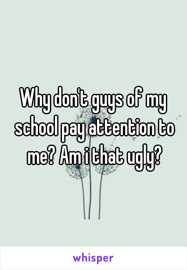 Why don't guys of my school pay attention to me? Am i that ugly?