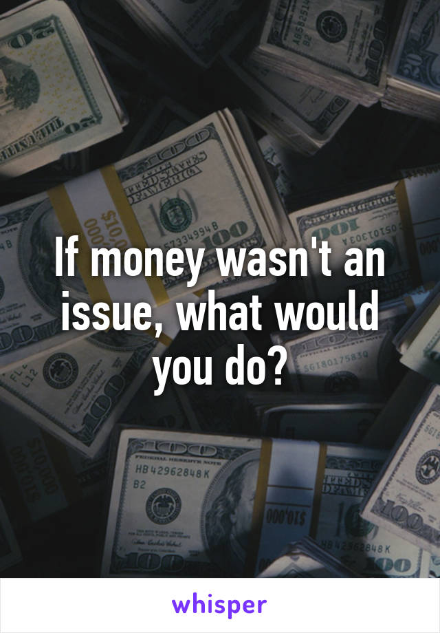 If money wasn't an issue, what would you do?