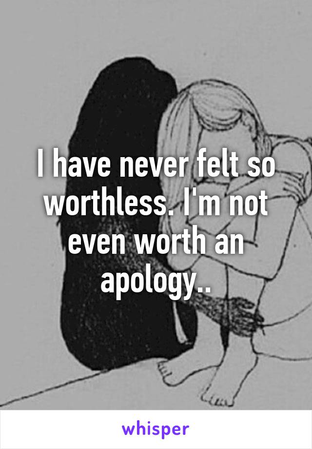 I have never felt so worthless. I'm not even worth an apology..